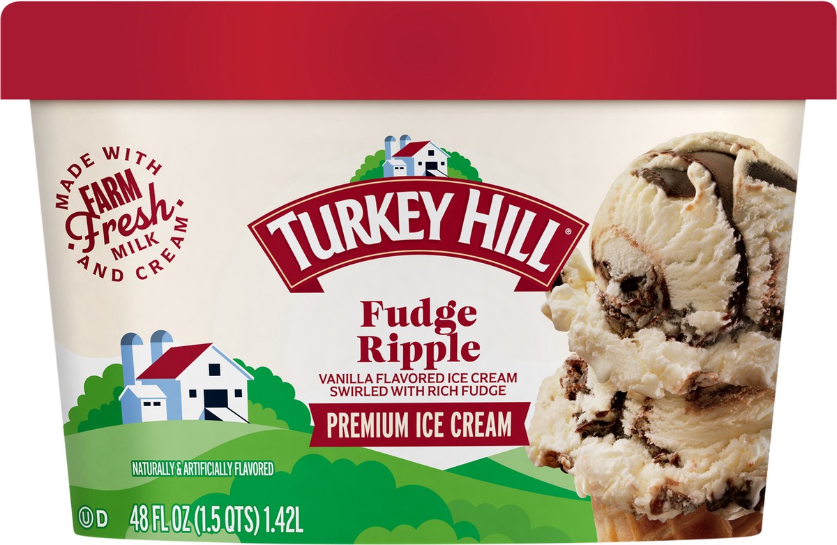 slide 1 of 2, Turkey Hill Fudge Ripple Ice Cream, 48 fl oz
