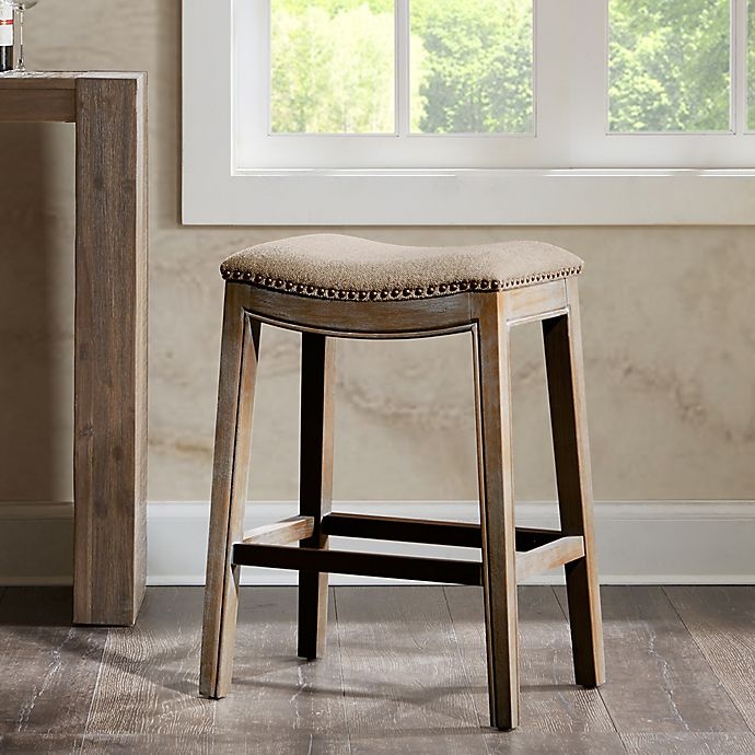 slide 1 of 7, Madison Park Nomad Saddle Bar Stool - Linen, 1 ct