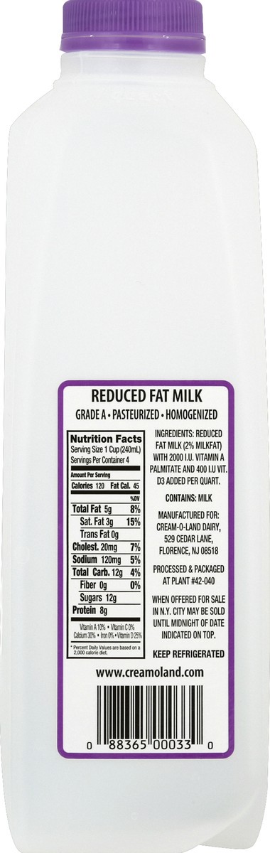 slide 6 of 6, Cream-O-Land 2% Reduced Fat Milk, 1 qt