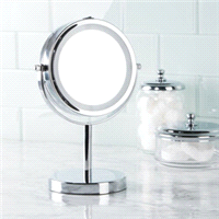 slide 3 of 5, InterDesign Chrome Lighted Free-Standing Vanity Mirror - Silver, 7.17 in x 4.72 in x 9.84 in