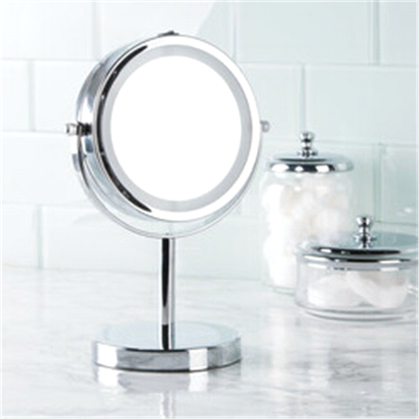slide 4 of 5, InterDesign Chrome Lighted Free-Standing Vanity Mirror - Silver, 7.17 in x 4.72 in x 9.84 in