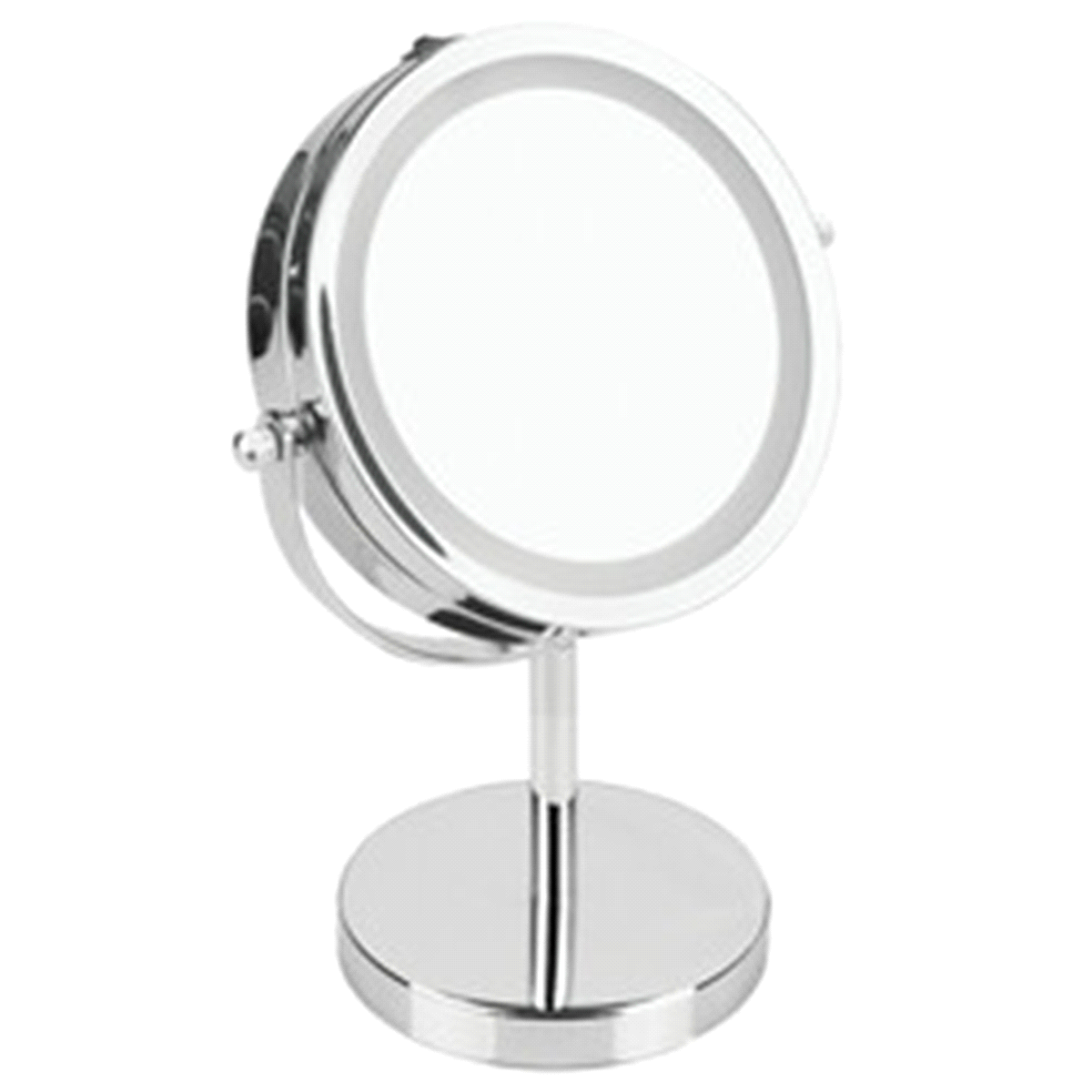 slide 1 of 5, InterDesign Chrome Lighted Free-Standing Vanity Mirror - Silver, 7.17 in x 4.72 in x 9.84 in