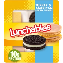 Lunchables Turkey & American Cheese Cracker Stackers Snack Kit with Chocolate Sandwich Cookies Tray