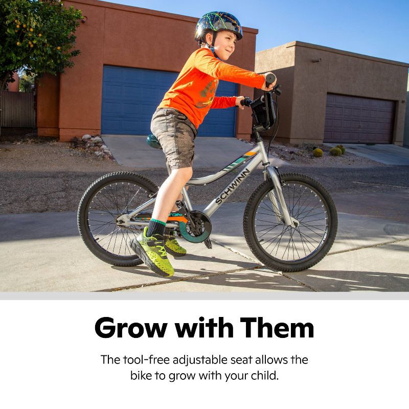 slide 9 of 14, Schwinn Piston 20" Youth Bike - Silver, 1 ct