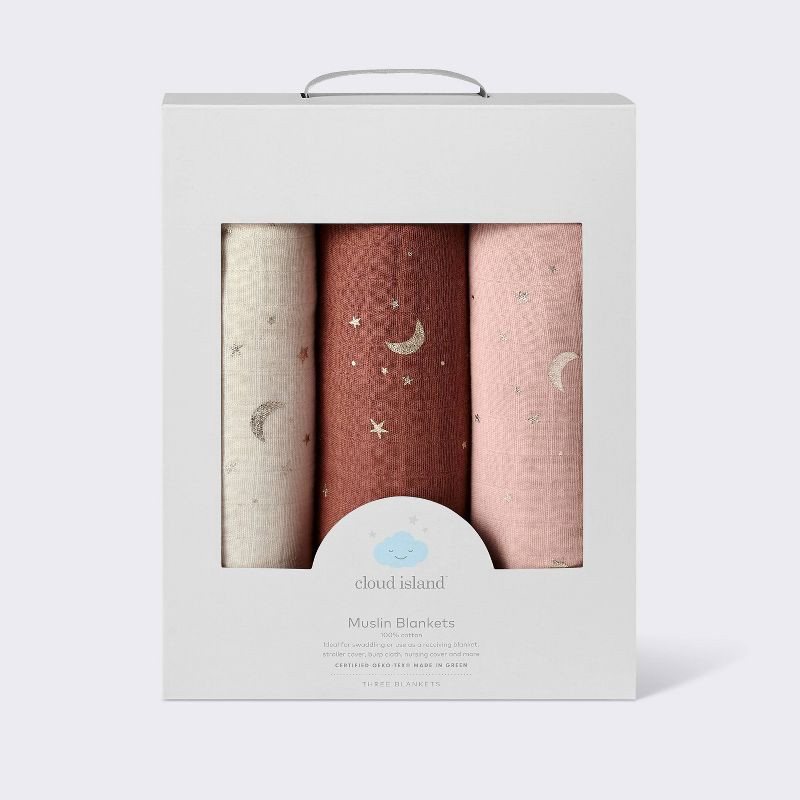 slide 4 of 4, Muslin Swaddle Baby Blanket - Warm Metallic - 3pk - Cloud Island™, 3 ct