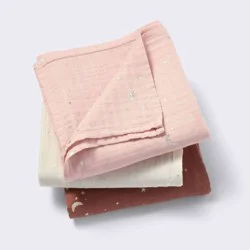 Muslin Swaddle Baby Blanket - Warm Metallic - 3pk - Cloud Island™