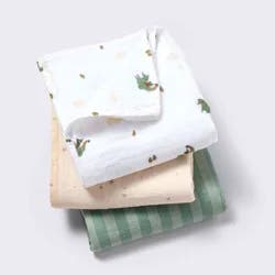 Muslin Swaddle Baby Blanket - Dragons - 3pk - Cloud Island™: Cotton, 47" x 47", Logo Pattern