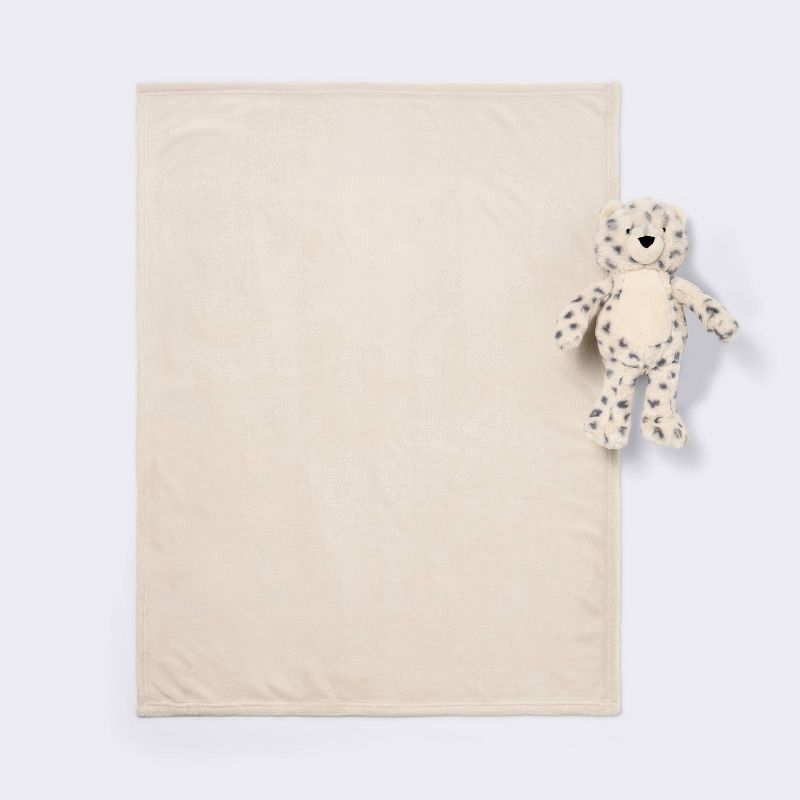 slide 3 of 4, Plush Blanket with Soft Toy - Cream Leopard - Cloud Island™, 1 ct