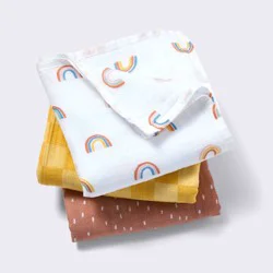 Muslin Swaddle Baby Blanket - Rainbows - 3pk - Cloud Island™