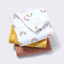 Muslin Swaddle Baby Blanket - Rainbows - 3pk - Cloud Island™
