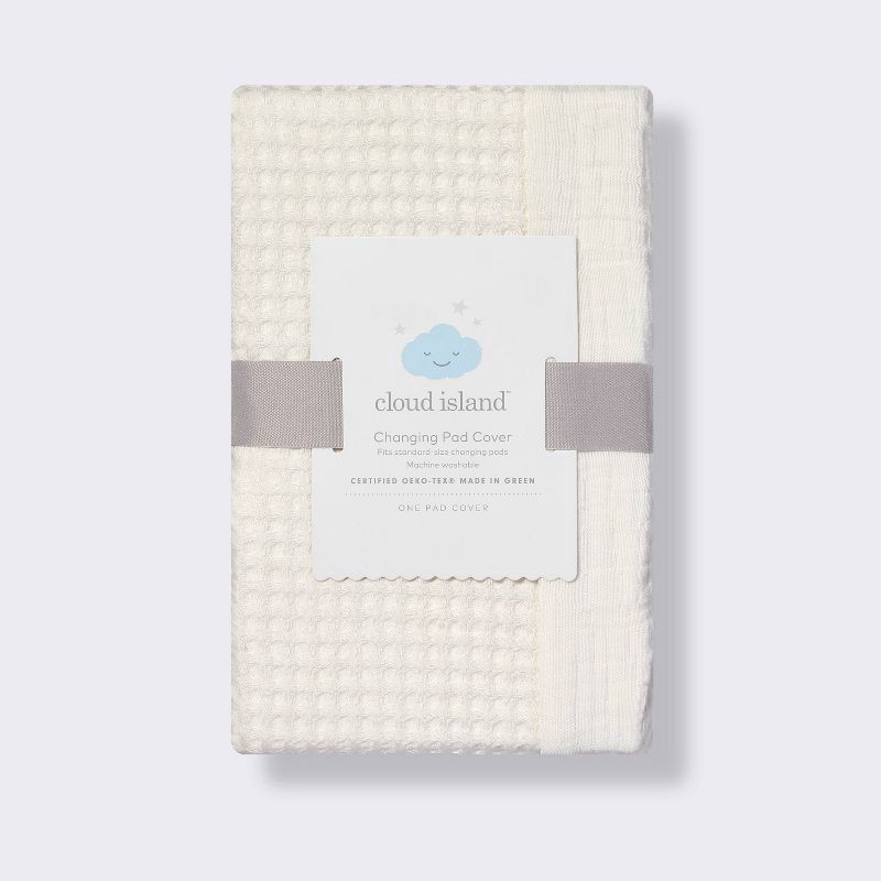 slide 3 of 3, Muslin Waffle Changing Pad Cover - Cream - Cloud Island™, 1 ct