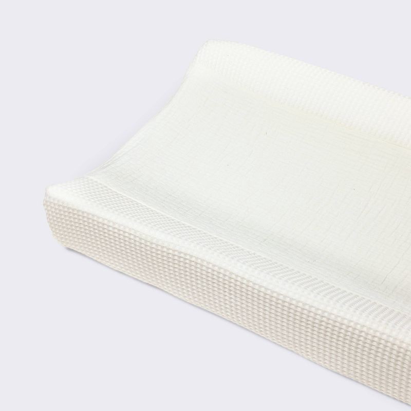 slide 1 of 3, Muslin Waffle Changing Pad Cover - Cream - Cloud Island™, 1 ct