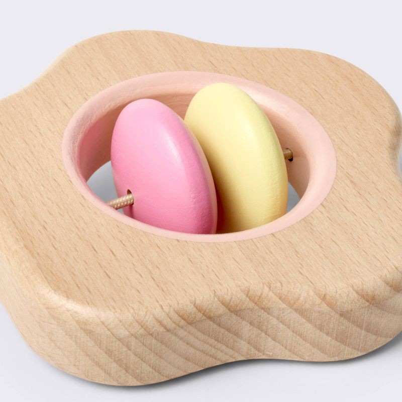 slide 3 of 3, Wooden Baby Rattle - Flower - Cloud Island™, 1 ct