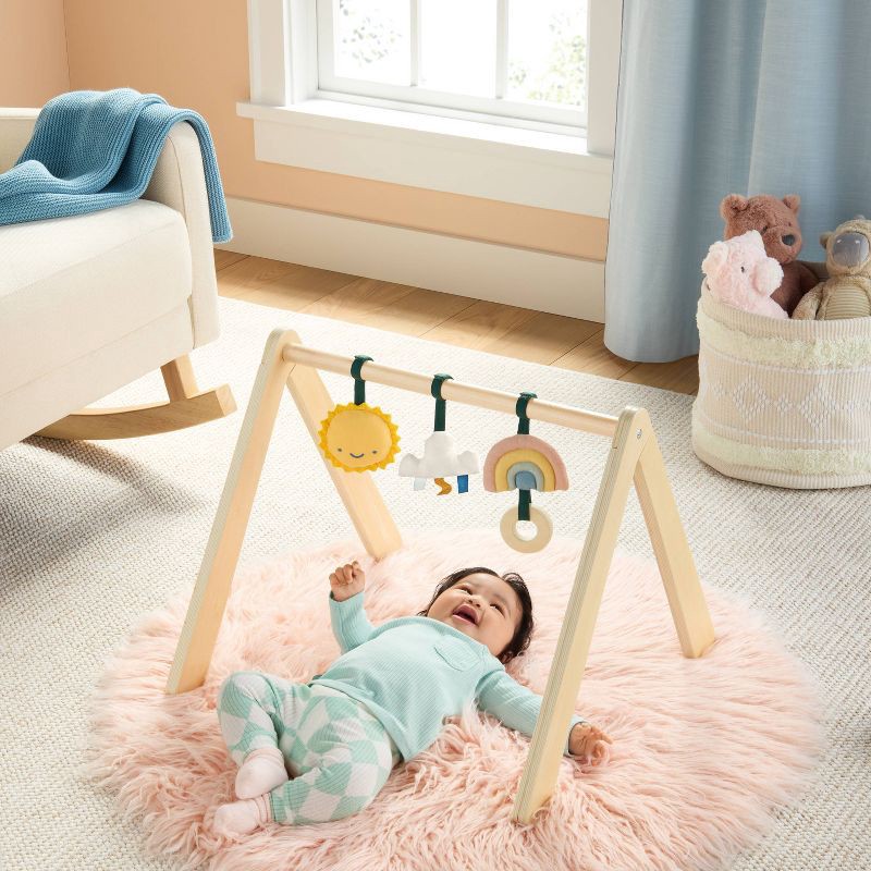 slide 2 of 3, Wood Play Gym + Hanging Toys Set - Cloud Island™, 1 ct