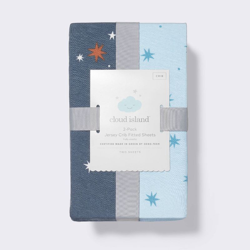 slide 4 of 4, Fitted Jersey Crib Sheet - Space - 2pk - Cloud Island™, 2 ct