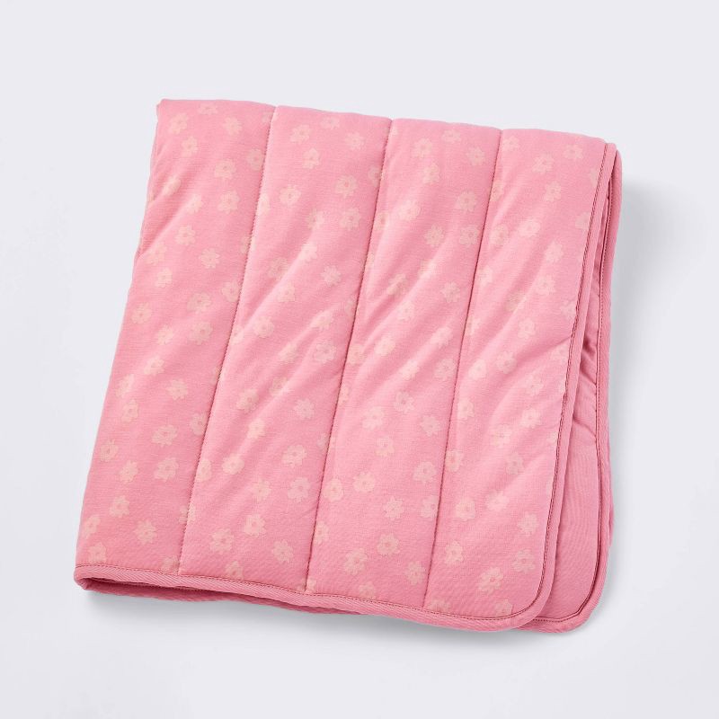 slide 1 of 4, Rayon from Bamboo Jersey Quilted Blanket - Ditsy Floral - Pink - Cloud Island™, 1 ct