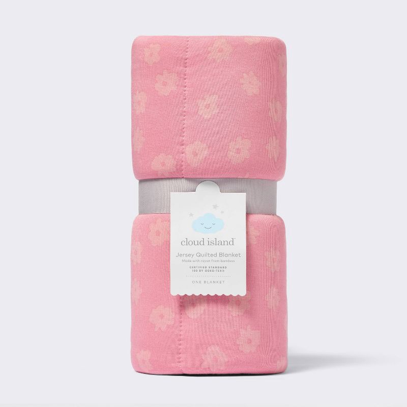 slide 4 of 4, Rayon from Bamboo Jersey Quilted Blanket - Ditsy Floral - Pink - Cloud Island™, 1 ct