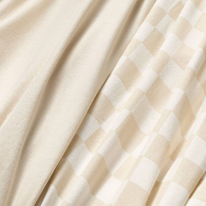 slide 3 of 4, Fitted Play Yard Jersey Sheet - Cream Checks - 2pk - Cloud Island™, 2 ct