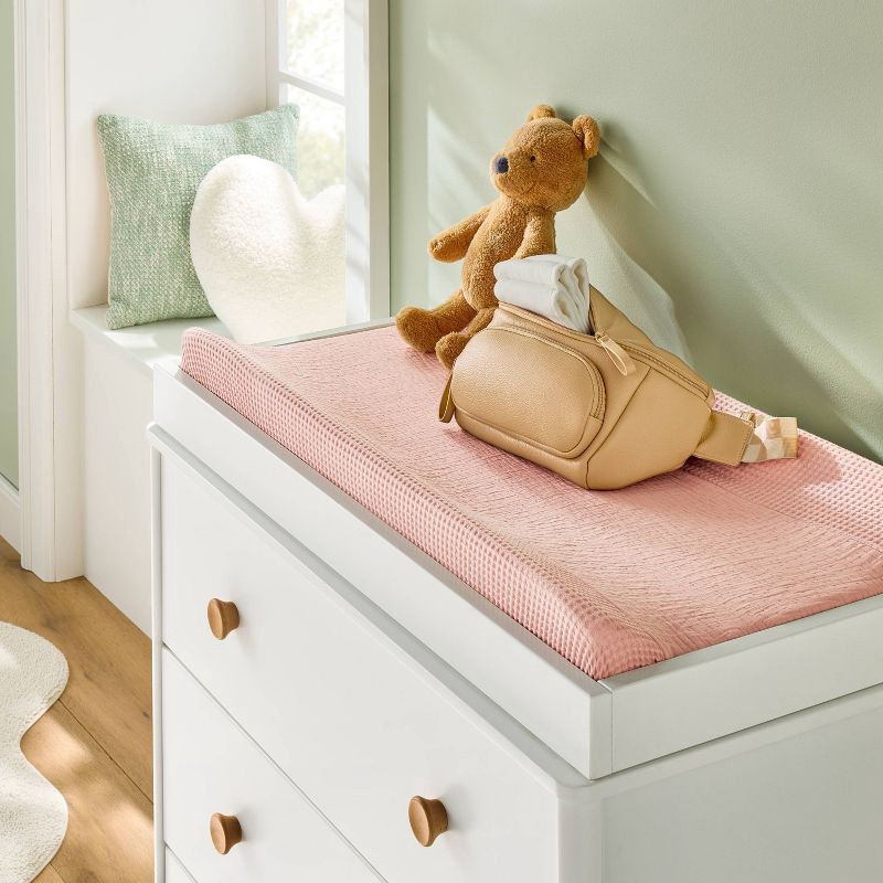 slide 2 of 3, Muslin Waffle Changing Pad Cover - Pink - Cloud Island™, 1 ct