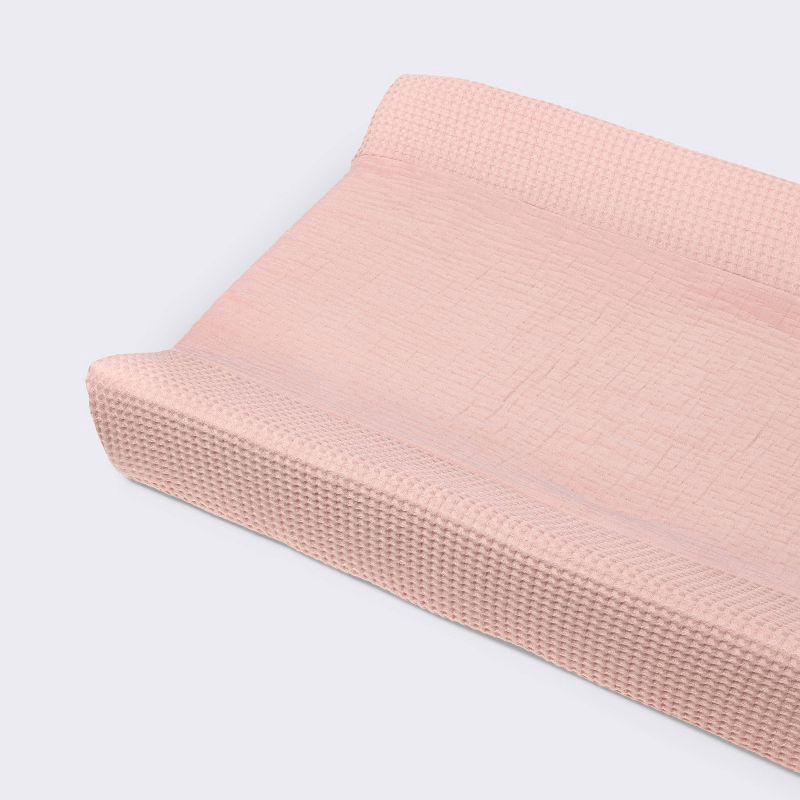 slide 1 of 3, Muslin Waffle Changing Pad Cover - Pink - Cloud Island™, 1 ct