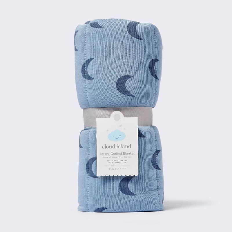 slide 4 of 4, Rayon from Bamboo Jersey Quilted Blanket - Moons - Blue - Cloud Island™, 1 ct