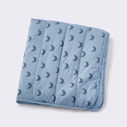 Rayon from Bamboo Jersey Quilted Blanket - Moons - Blue - Cloud Island™