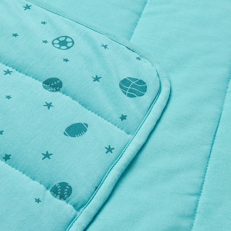 slide 3 of 4, Rayon from Bamboo Jersey Quilted Blanket - Sports - Teal - Cloud Island™, 1 ct