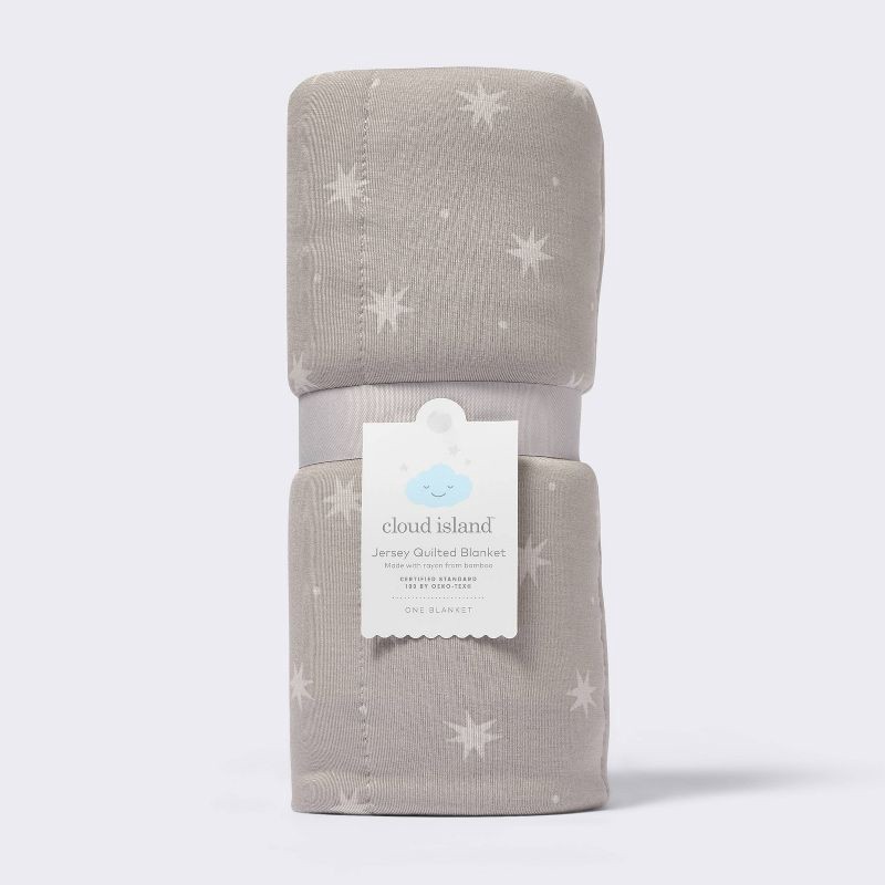 slide 4 of 4, Rayon from Bamboo Jersey Quilted Blanket - Stars - Gray - Cloud Island™, 1 ct