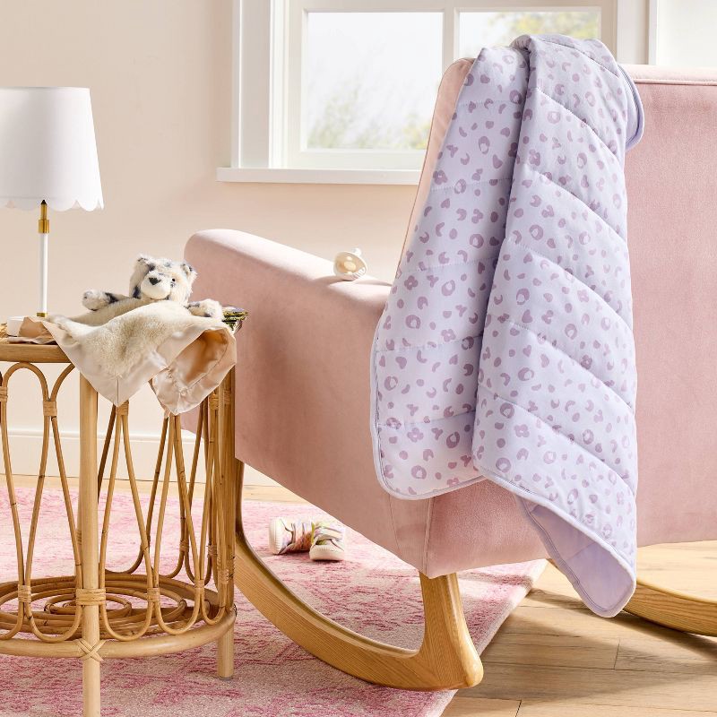 slide 2 of 4, Rayon from Bamboo Jersey Quilted Blanket - Leopard - Purple - Cloud Island™, 1 ct