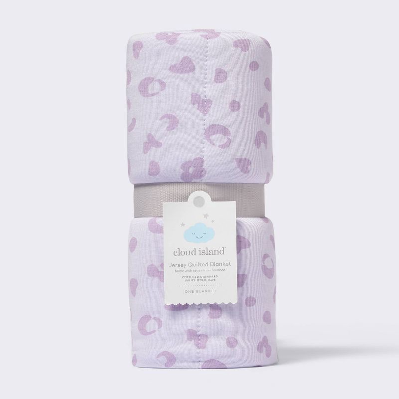 slide 4 of 4, Rayon from Bamboo Jersey Quilted Blanket - Leopard - Purple - Cloud Island™, 1 ct