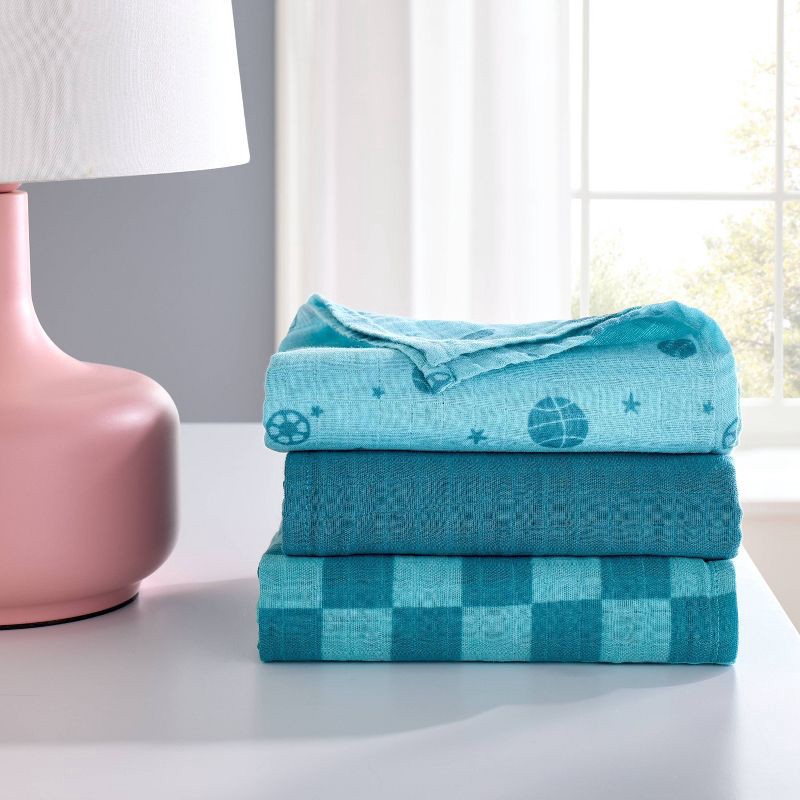 slide 2 of 4, Muslin Swaddle Baby Blanket - Sports - 3pk - Cloud Island™, 3 ct