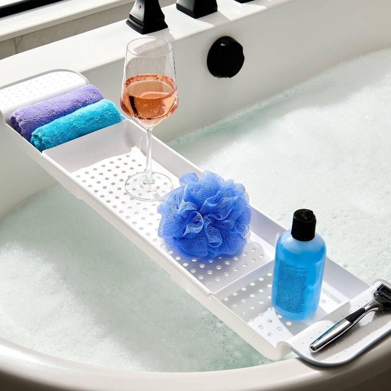 slide 2 of 5, madesmart Expandable Bathtub Tray, 1 ct