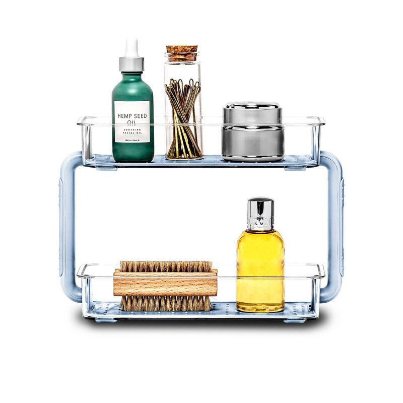 slide 2 of 3, madesmart 2 Tier Blue Bathroom Tray Organizer, 1 ct