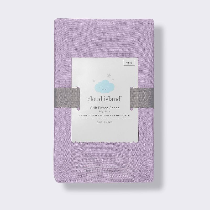 slide 4 of 4, Polyester Rayon Fitted Crib Sheet - Purple - Cloud Island™, 1 ct