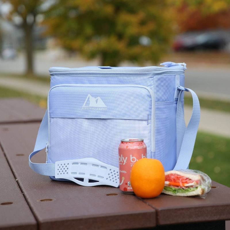 slide 8 of 13, Arctic Zone Essentials 24 Cans Hard Sided Cooler - Pale Periwinkle: Soft-Sided Polyester, 24 cans