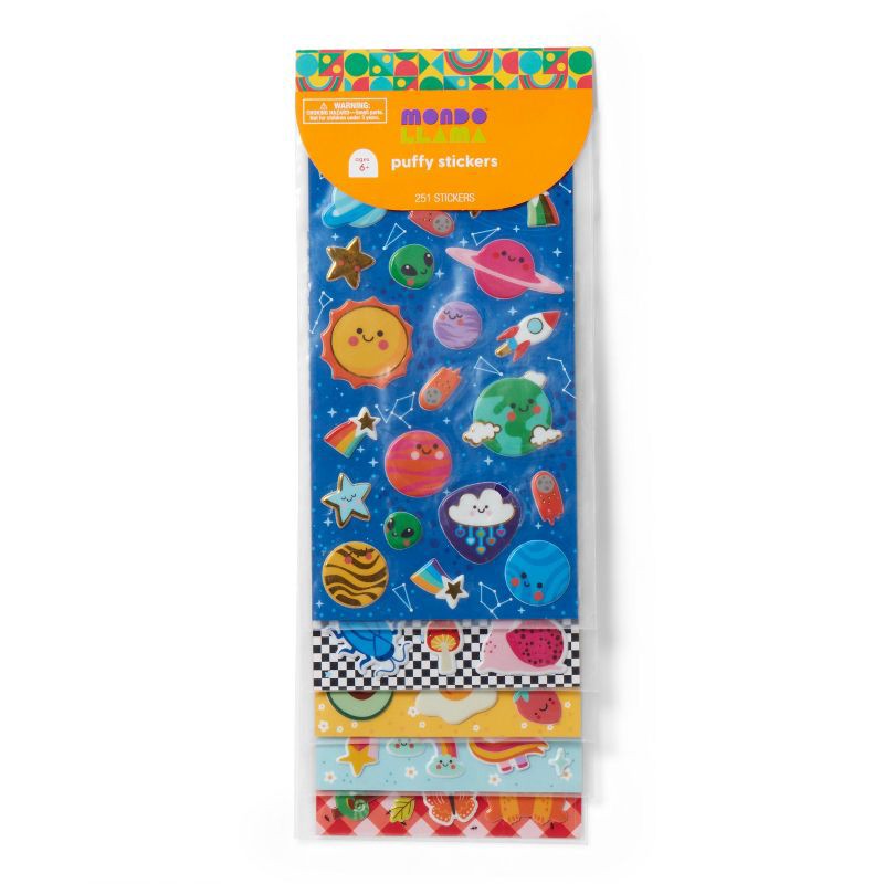 slide 1 of 3, 251ct Puffy Stickers 5 themes - Mondo Llama™, 251 ct