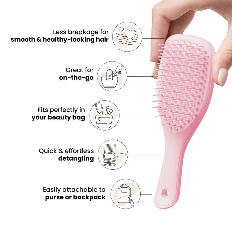 slide 5 of 9, Tangle Teezer Mini Ultimate Detangler On the Go Hair Brush for All Hair Types - Millenial Pink, 1 ct