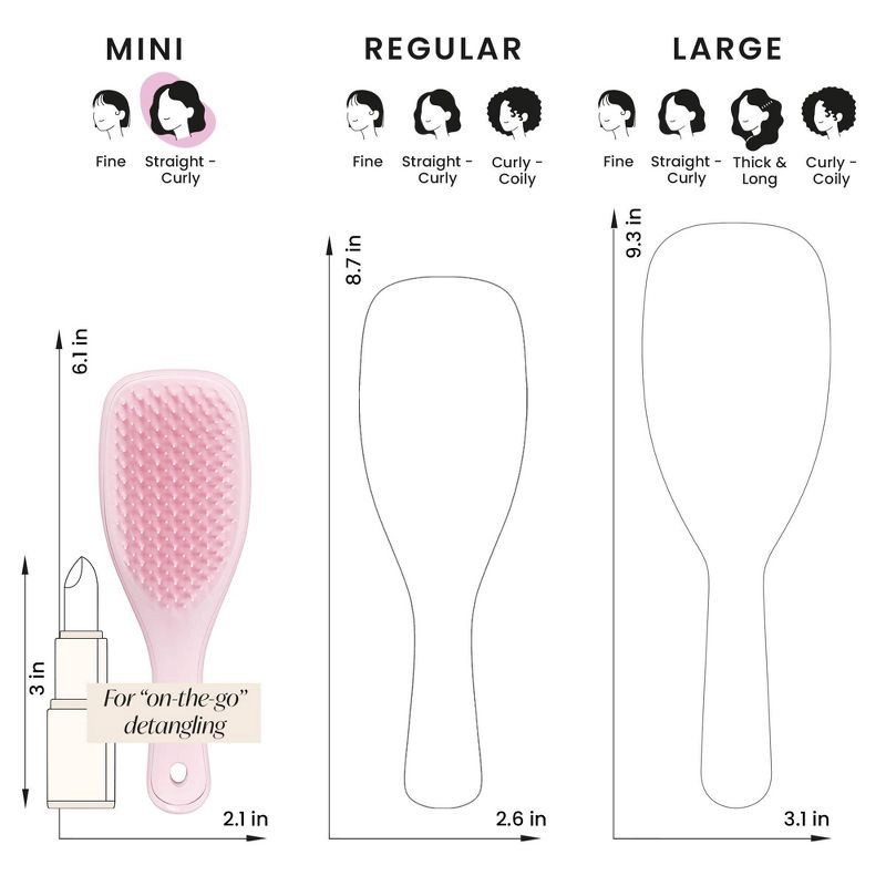 slide 8 of 9, Tangle Teezer Mini Ultimate Detangler On the Go Hair Brush for All Hair Types - Millenial Pink, 1 ct