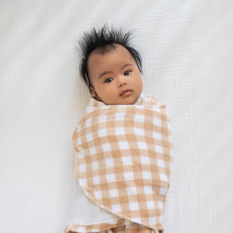 slide 2 of 11, HALO Innovations Dream Sleepsack Micro Fleece Swaddle Wrap - Tan Gingham - S, 1 ct