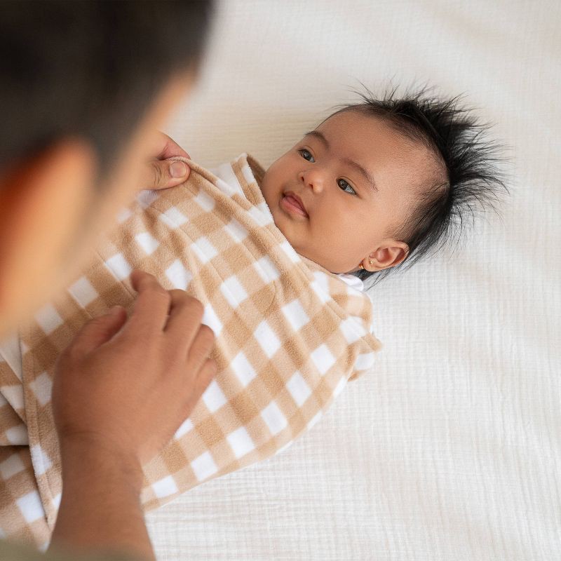 slide 11 of 11, HALO Innovations Dream Sleepsack Micro Fleece Swaddle Wrap - Tan Gingham - S, 1 ct