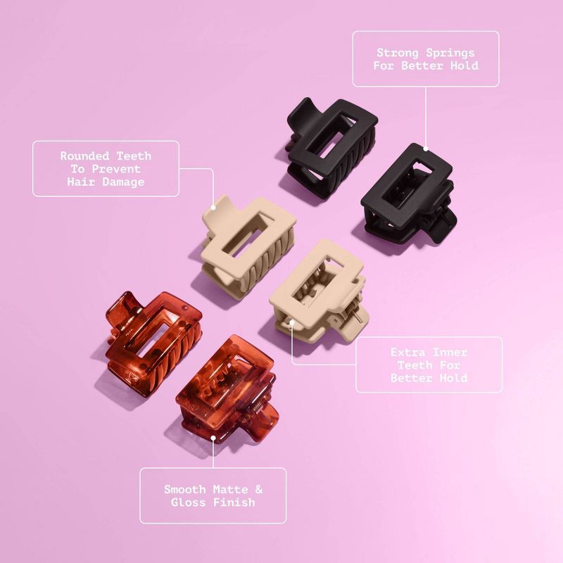 slide 3 of 7, Gimme Beauty Fine Square Wings Claw Clips - 6pc, 6 ct