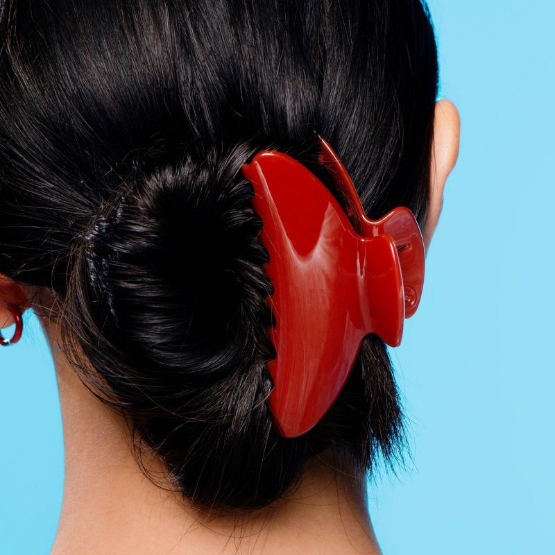 slide 2 of 8, Gimme Beauty Medium Fashion Claw Clip - 2pc - Red/Cream, 2 ct