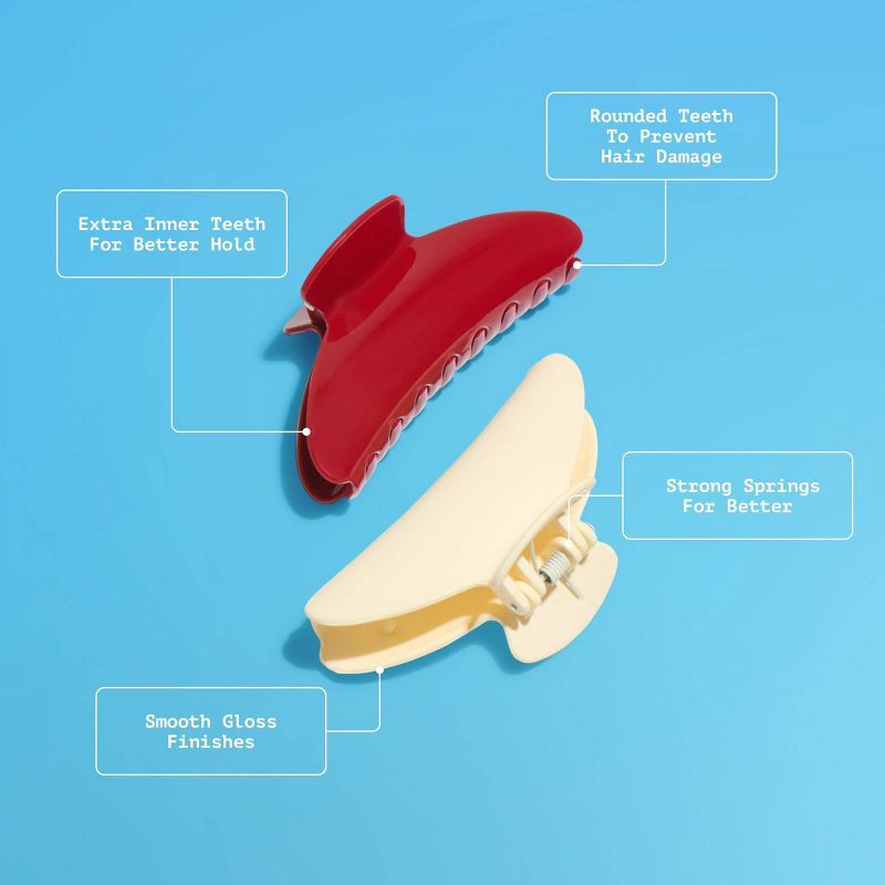 slide 3 of 8, Gimme Beauty Medium Fashion Claw Clip - 2pc - Red/Cream, 2 ct