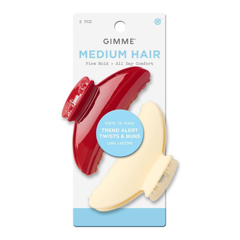 slide 1 of 8, Gimme Beauty Medium Fashion Claw Clip - 2pc - Red/Cream, 2 ct