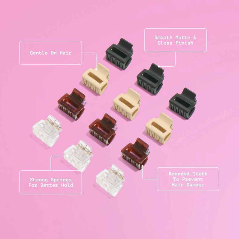 slide 3 of 8, Gimme Beauty Fine Mini Square Claw Clip - 12pc, 12 ct