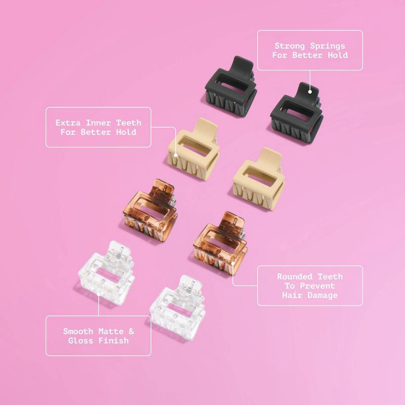 slide 3 of 8, Gimme Beauty Fine Small Square Claw Clip - 8pc, 8 ct