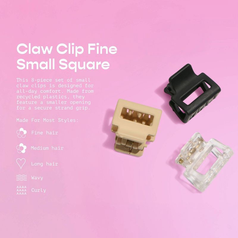 slide 6 of 8, Gimme Beauty Fine Small Square Claw Clip - 8pc, 8 ct