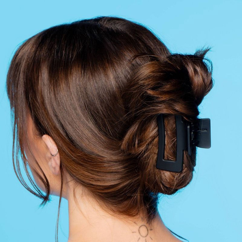 slide 2 of 8, Gimme Beauty Medium Rectangle Claw Clip - 2pc - Black/Tortoise, 2 ct