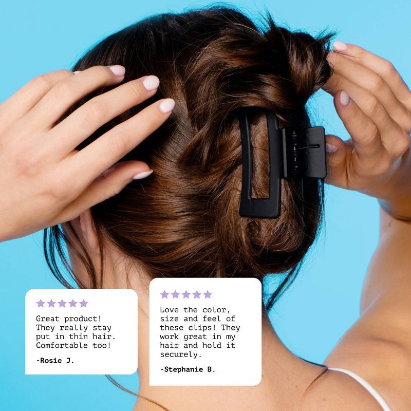 slide 7 of 8, Gimme Beauty Medium Rectangle Claw Clip - 2pc - Black/Tortoise, 2 ct