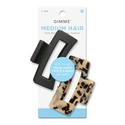 Gimme Beauty Medium Rectangle Claw Clip - 2pc - Black/Tortoise